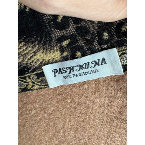 Vintage Paskmina 100% Pashmina Shawl With Leopard & Zebra Print Design Tassel - Picture 5 of 10